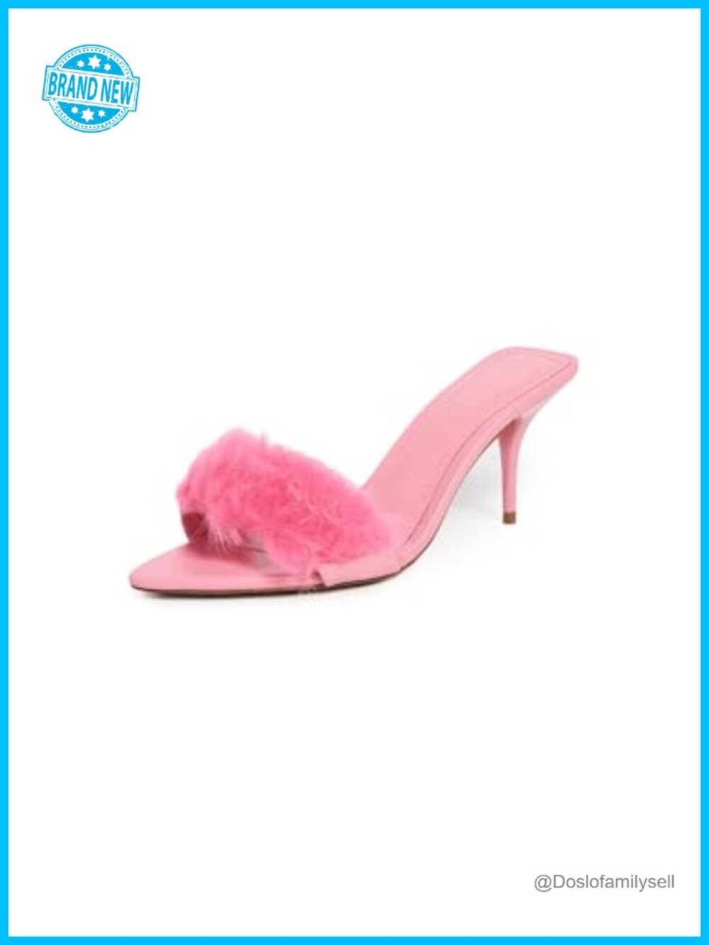 Faux Fur Kitten Heel Mules Slip On Party Shoes